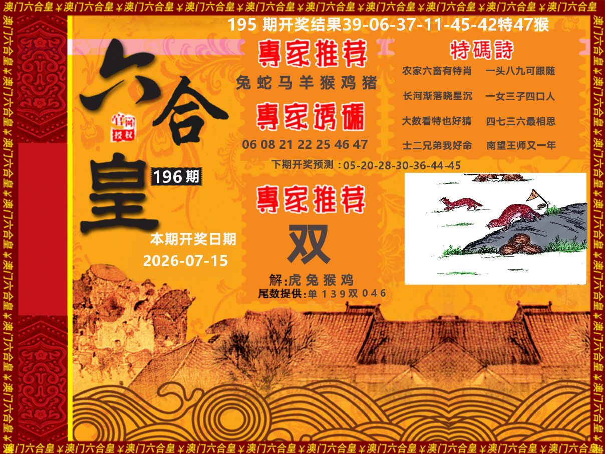 六合皇系列 第196期