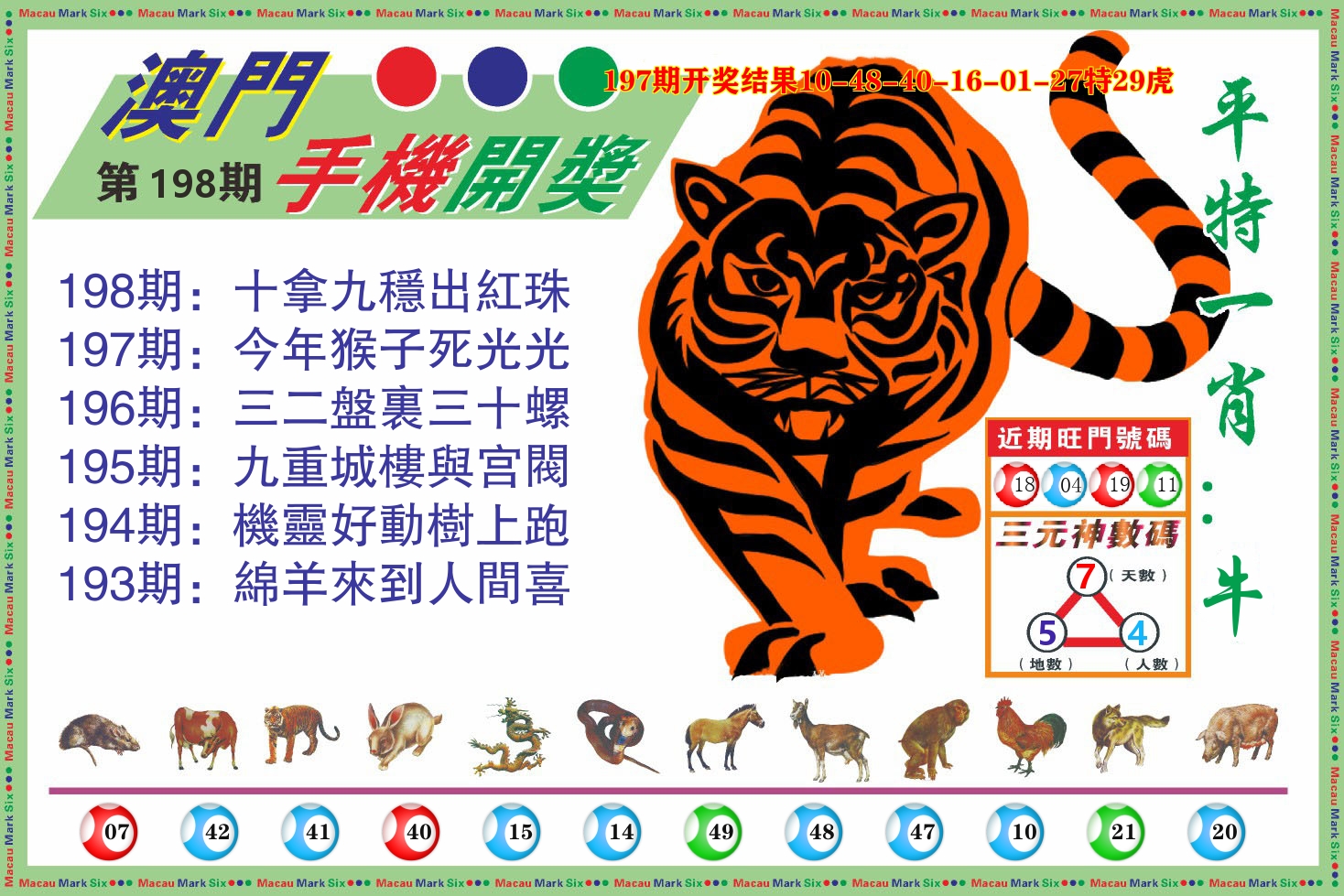 澳门开奖报 第198期