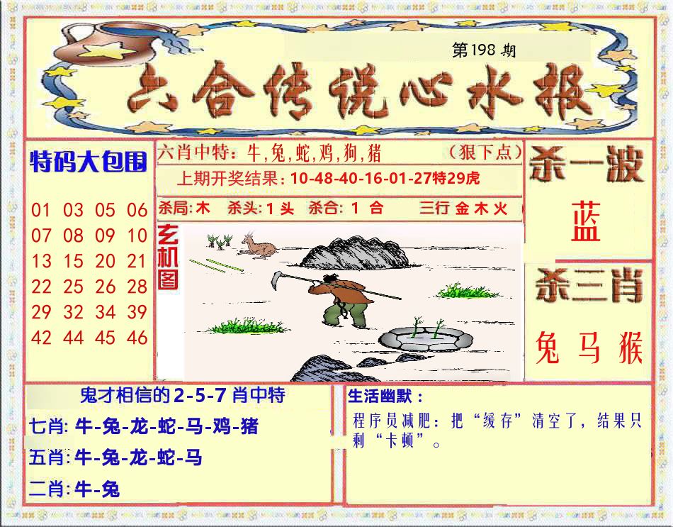 六合传说心水报 第198期