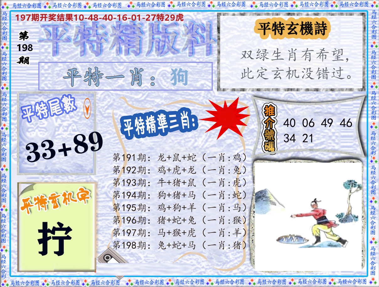 平特精版料 第198期