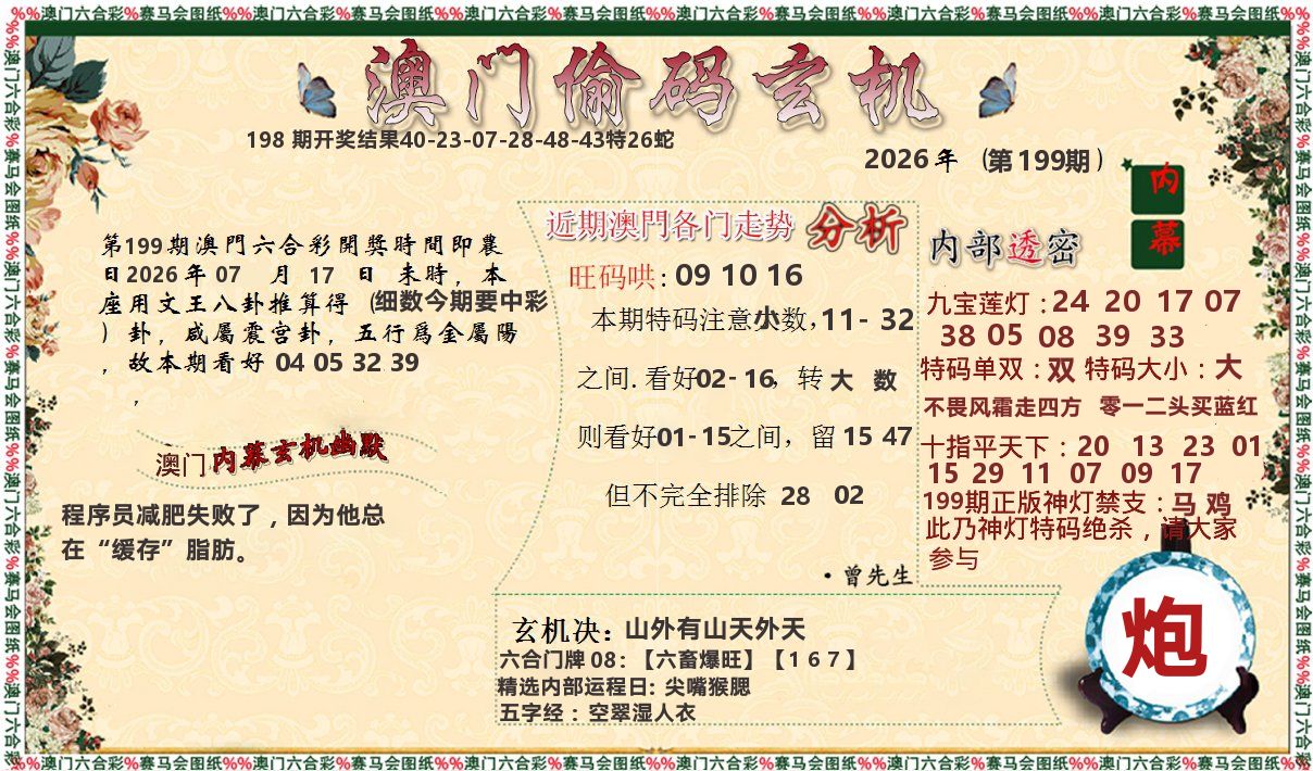 偷码玄机 第199期