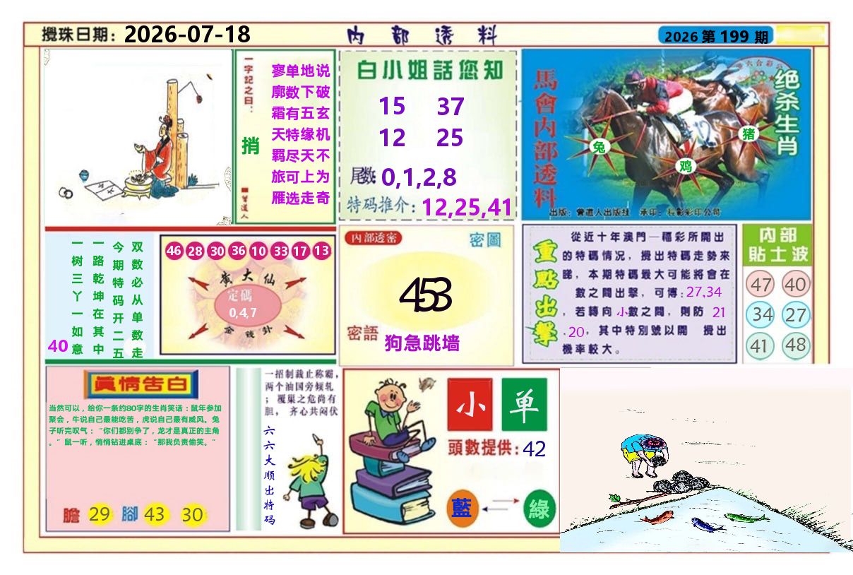 澳门内部透料A 第199期