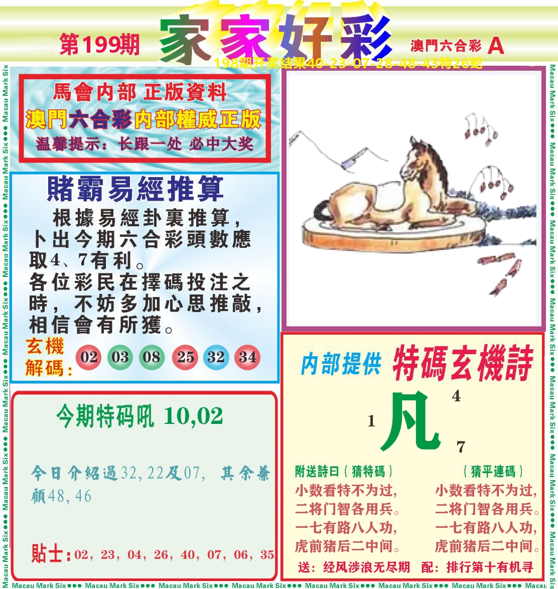 家家好彩A 第199期