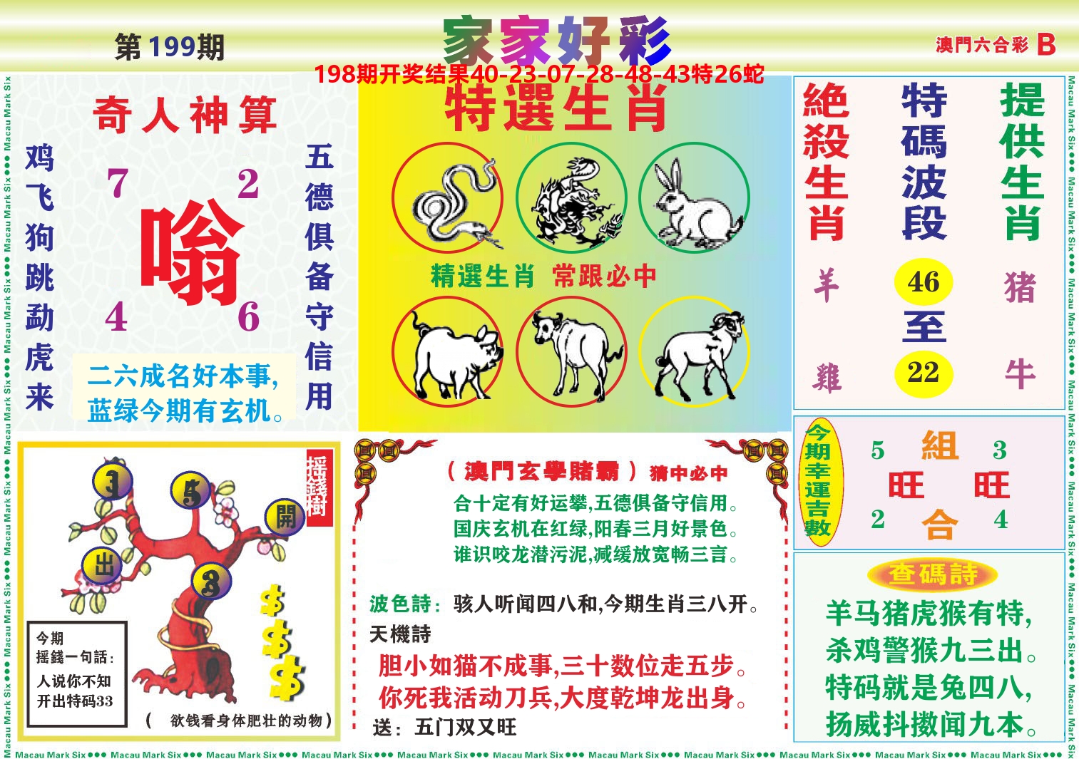 家家好彩B 第199期