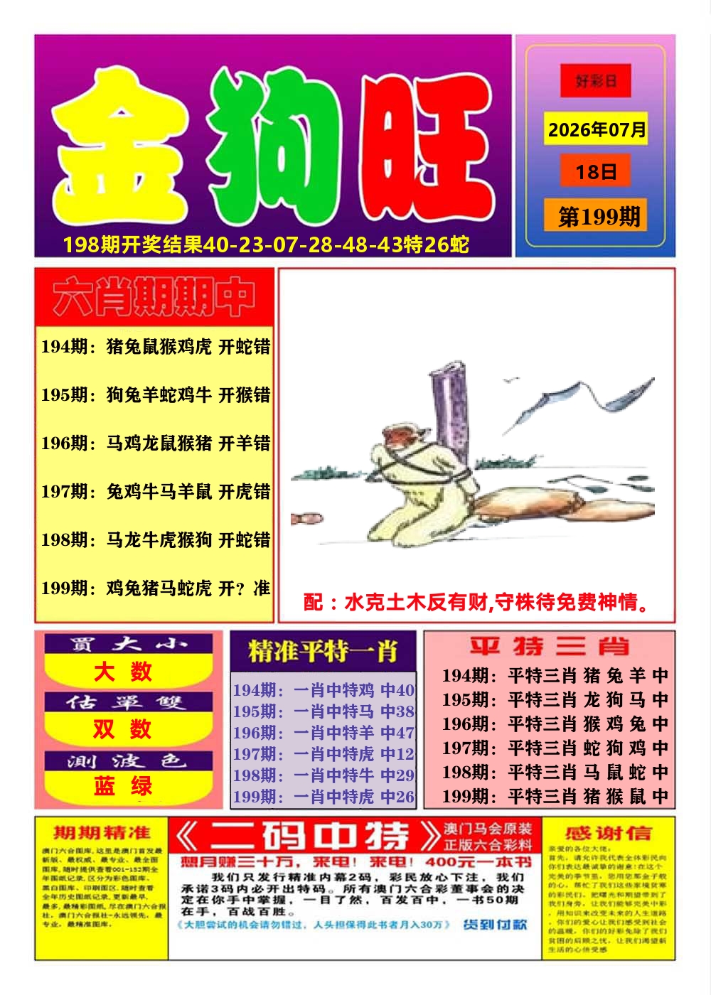 澳门金狗旺A 第199期