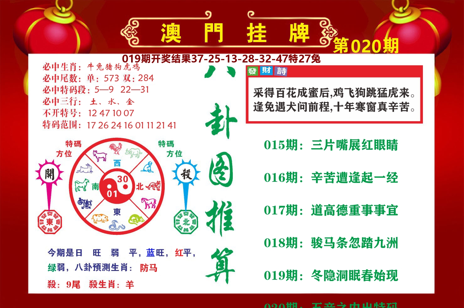 粤彩联盟B 第20期