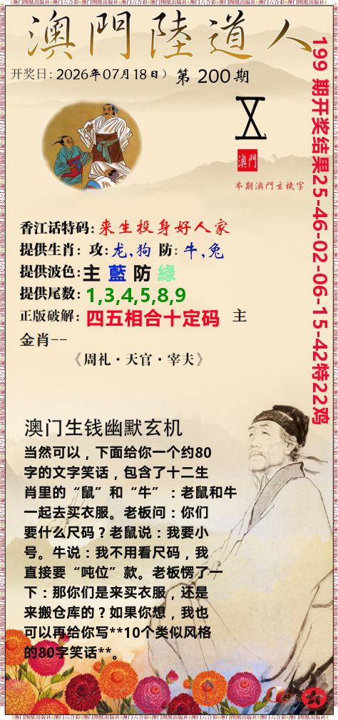 澳门陆道人 第200期