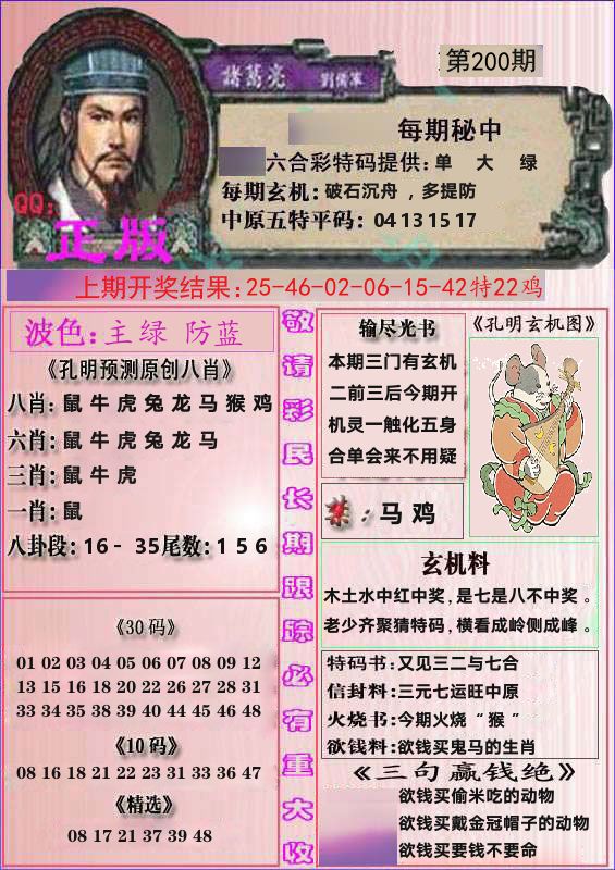 诸葛亮正版 第200期