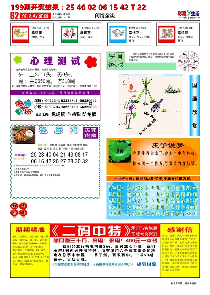 彩票与生活B 第200期