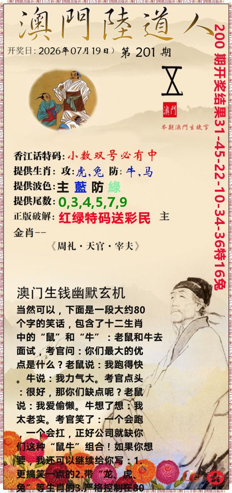 澳门陆道人 第201期
