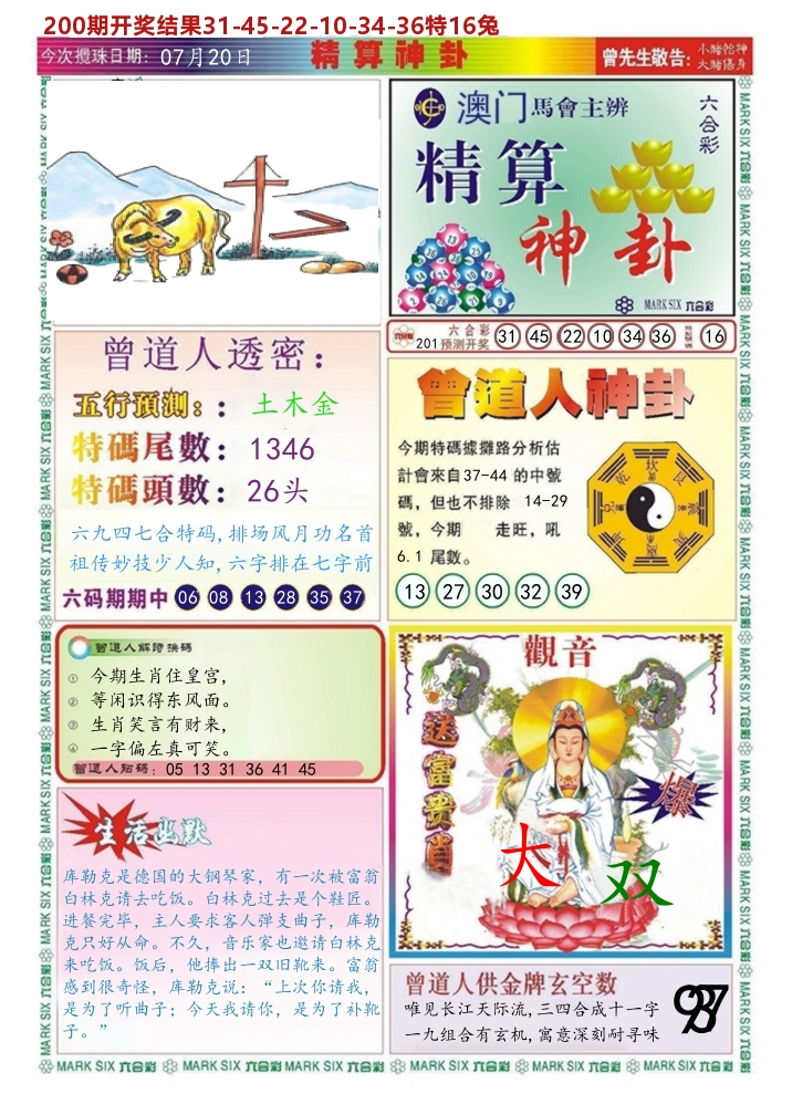 澳门精算神卦 第201期