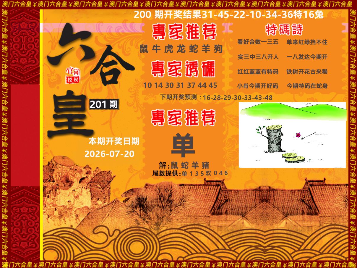 六合皇系列 第201期