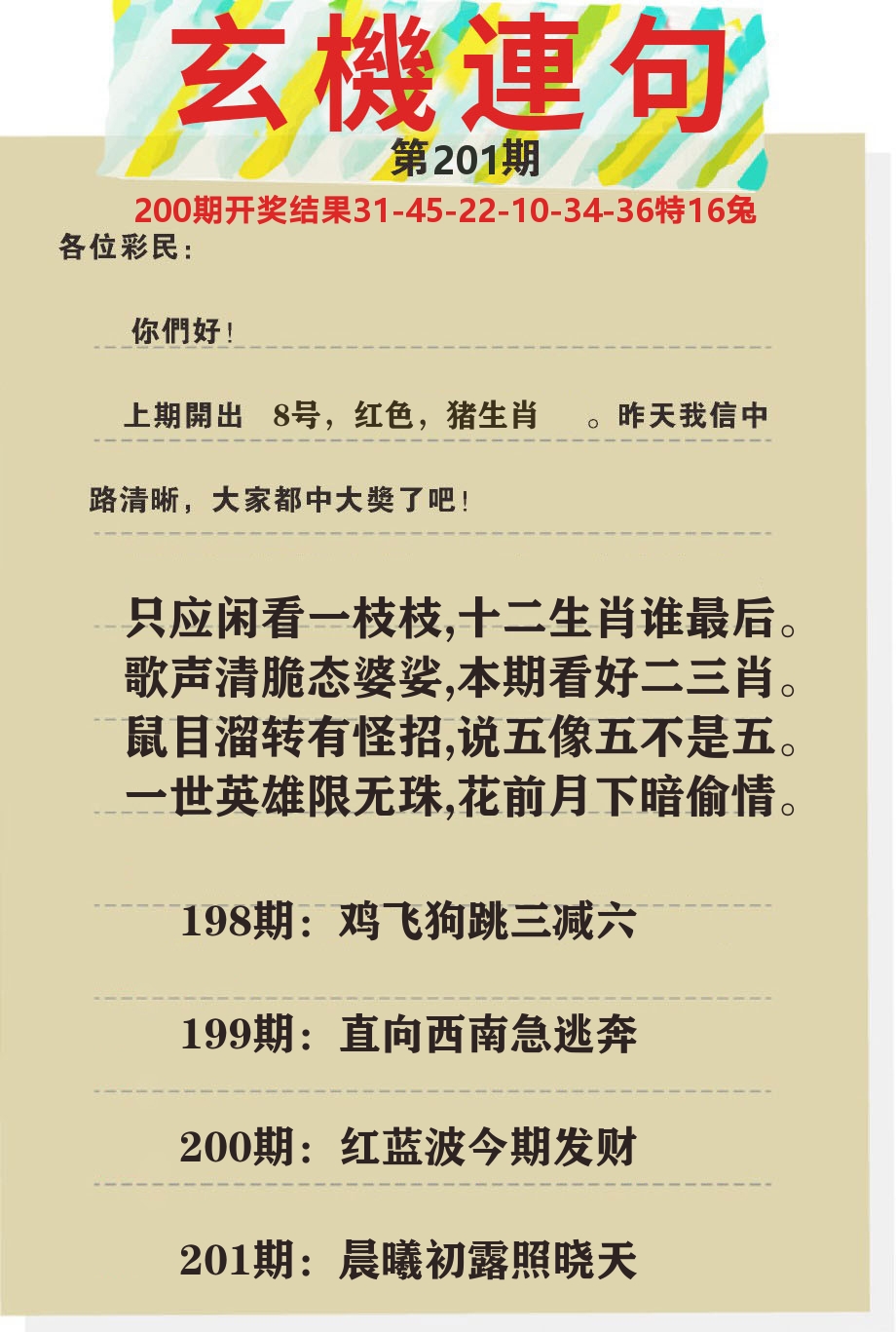 澳门特码王C 第201期