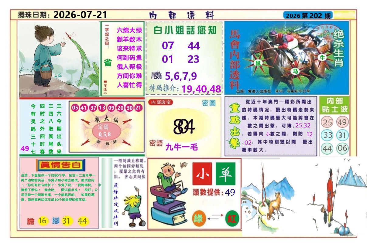 澳门内部透料A 第202期
