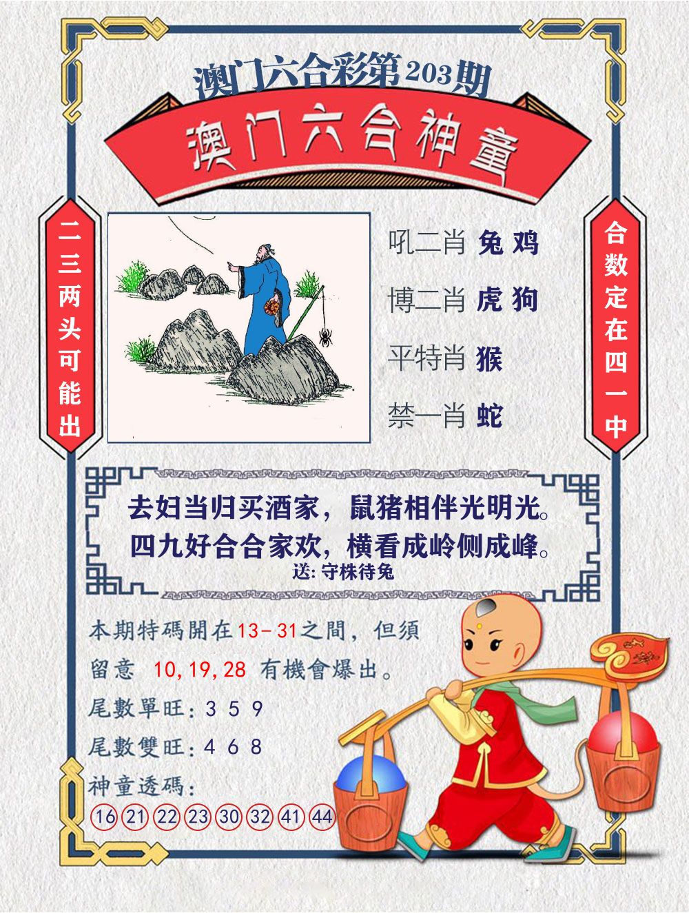 六合神童 第203期