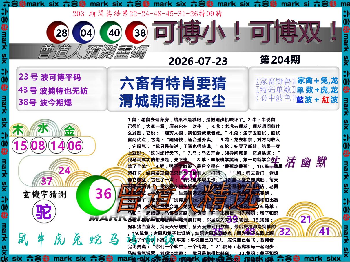 曾道人精选 第204期
