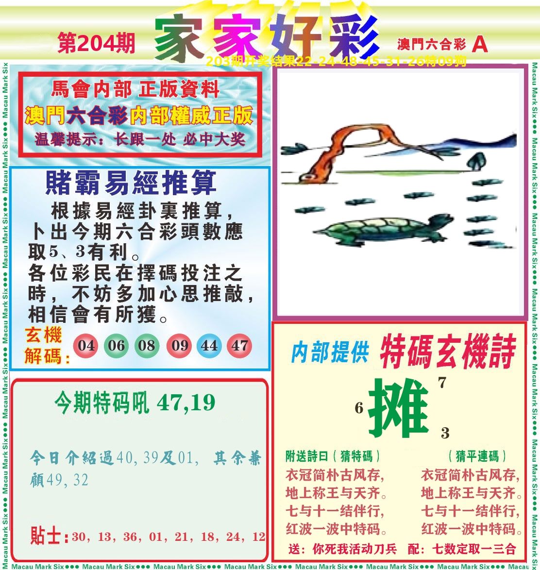 家家好彩A 第204期