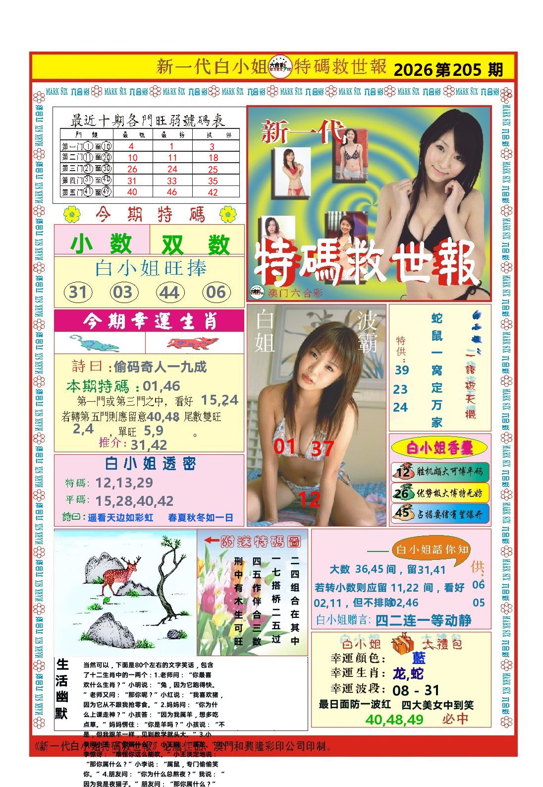澳门特码救世报 第205期