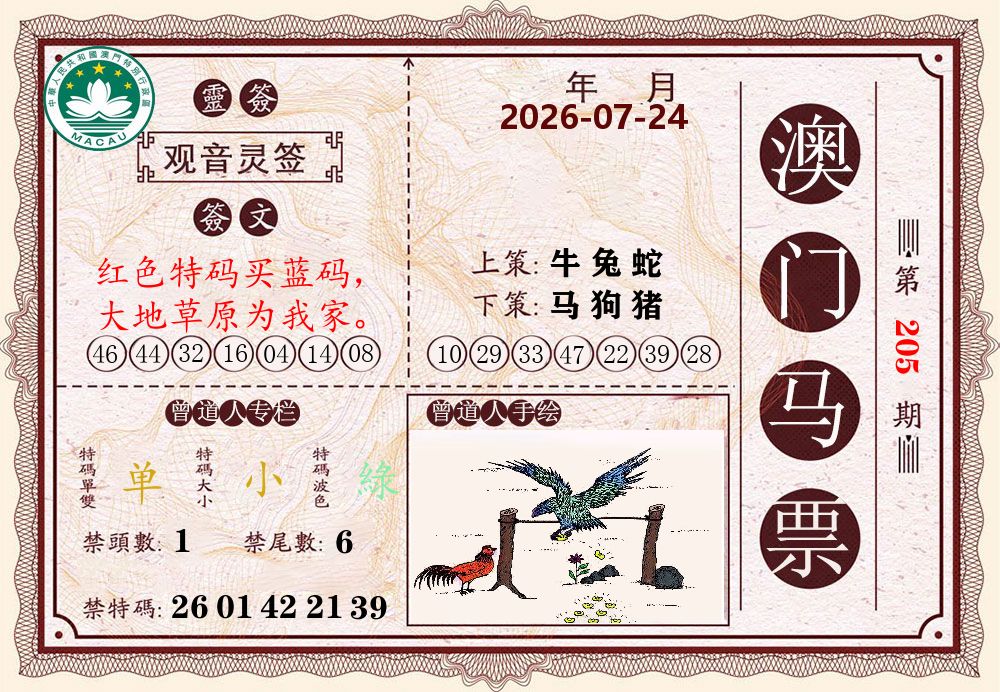 澳门马票 第205期