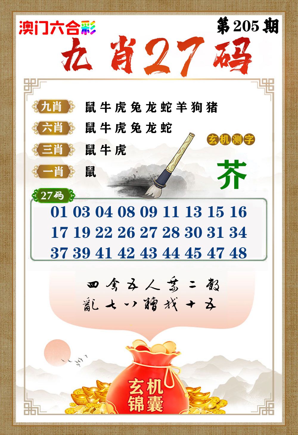 玄机锦囊 第205期