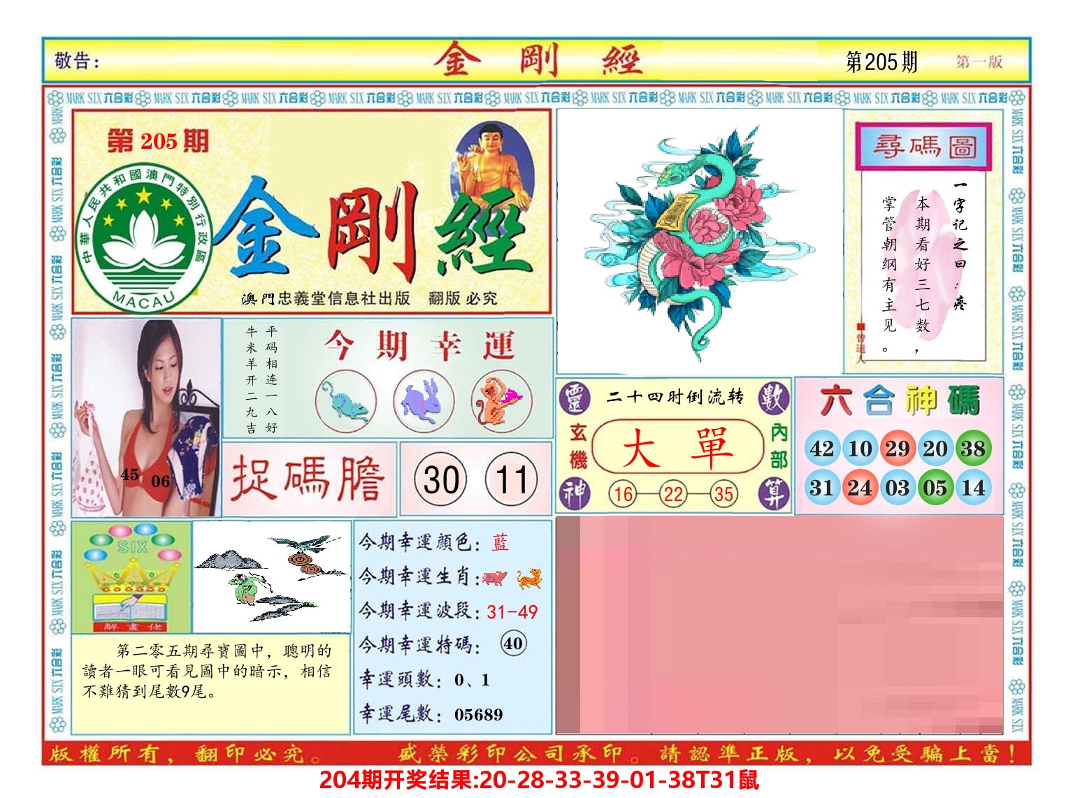 澳门金刚经 第205期