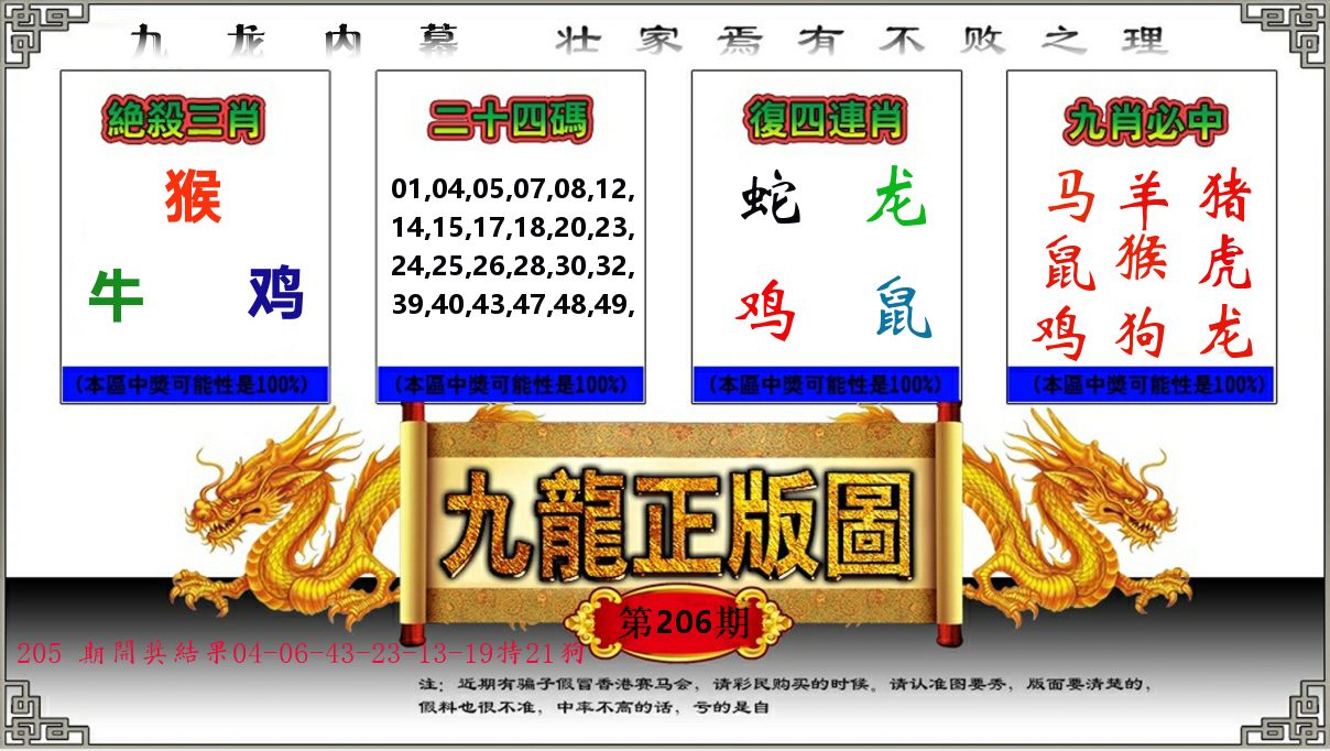 九龙正版图 第206期