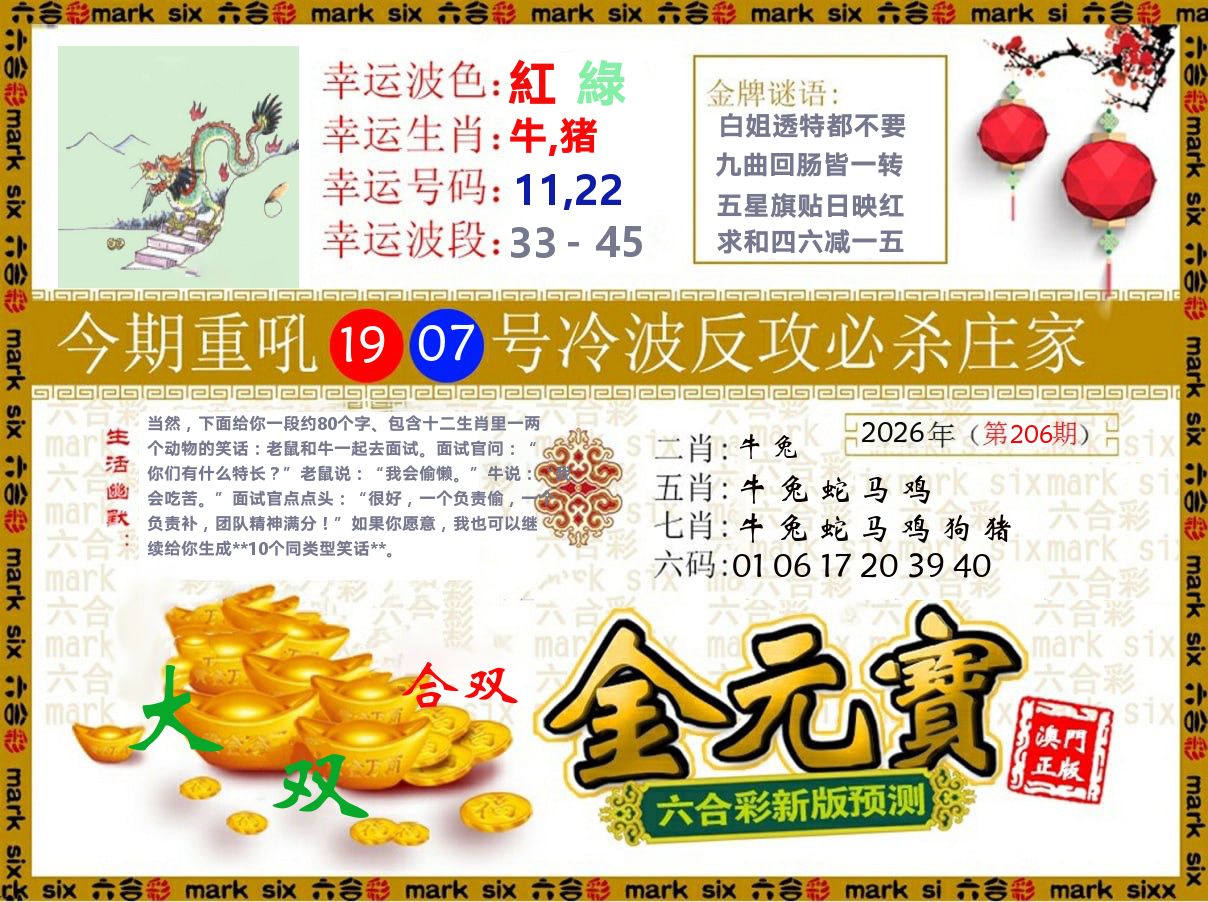 金元宝 第206期