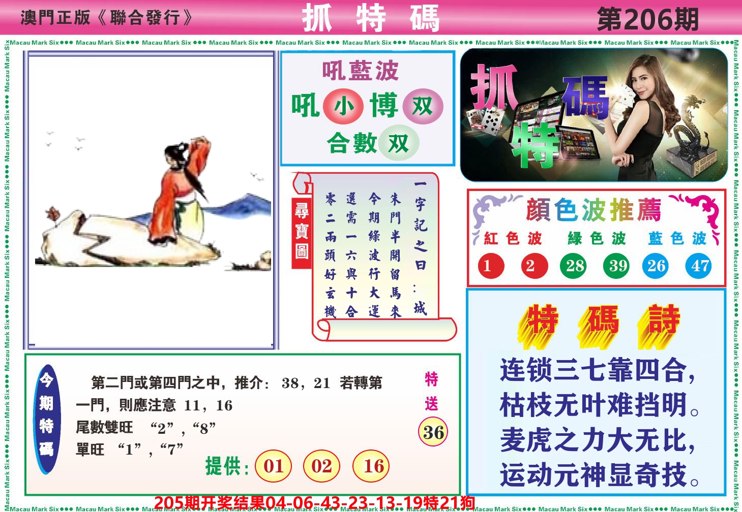澳门抓特码A 第206期