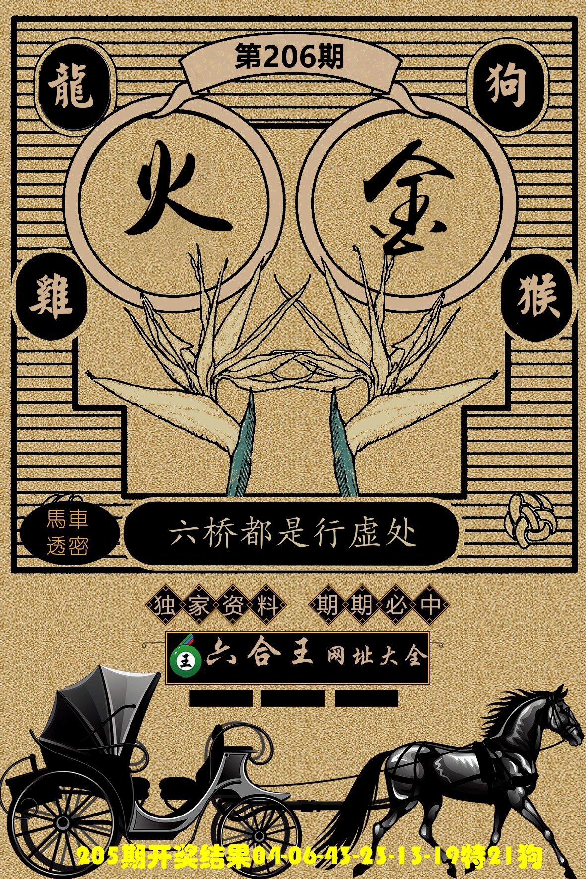 六合王马车透密 第206期