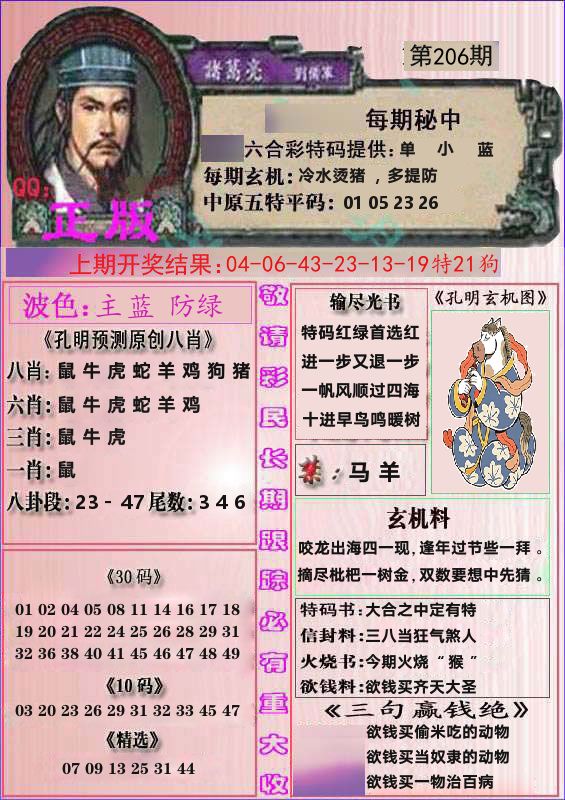 诸葛亮正版 第206期