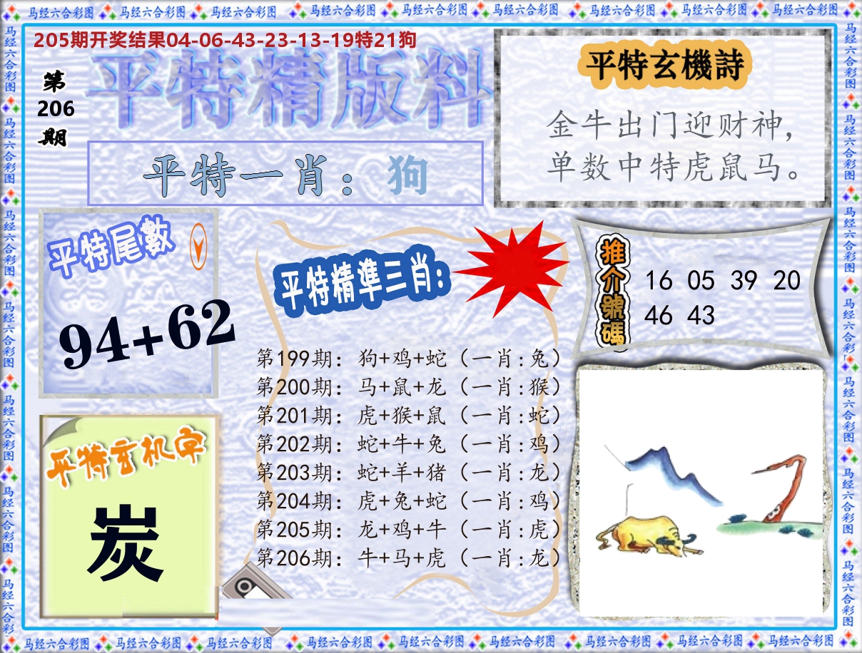 平特精版料 第206期