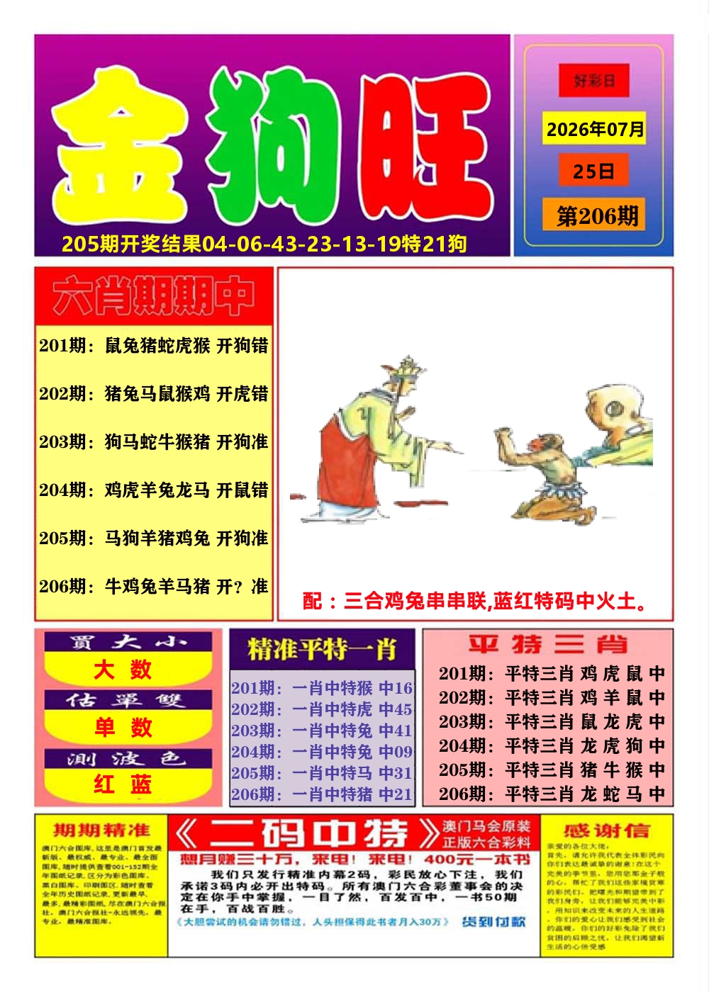 澳门金狗旺A 第206期