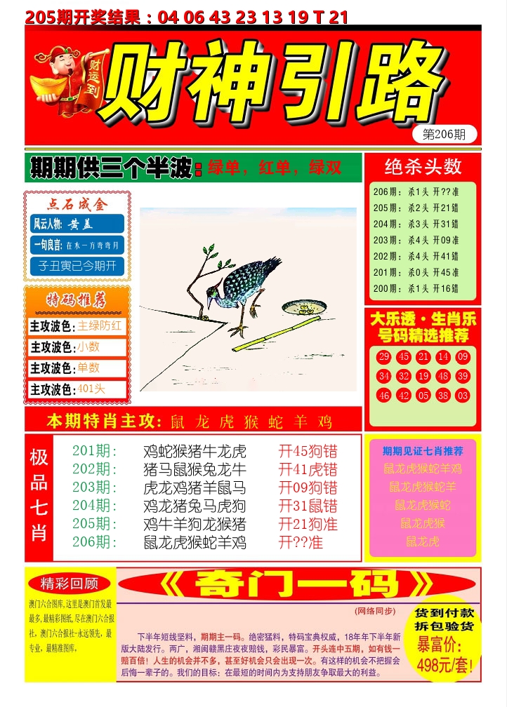财神引路 第206期
