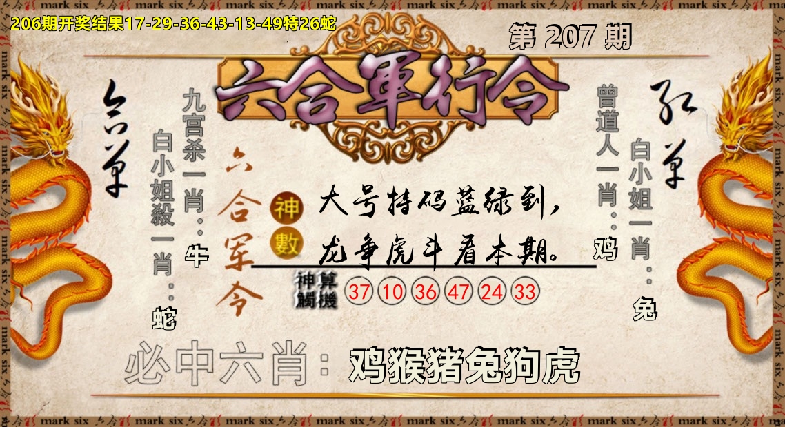 六合军行令 第207期