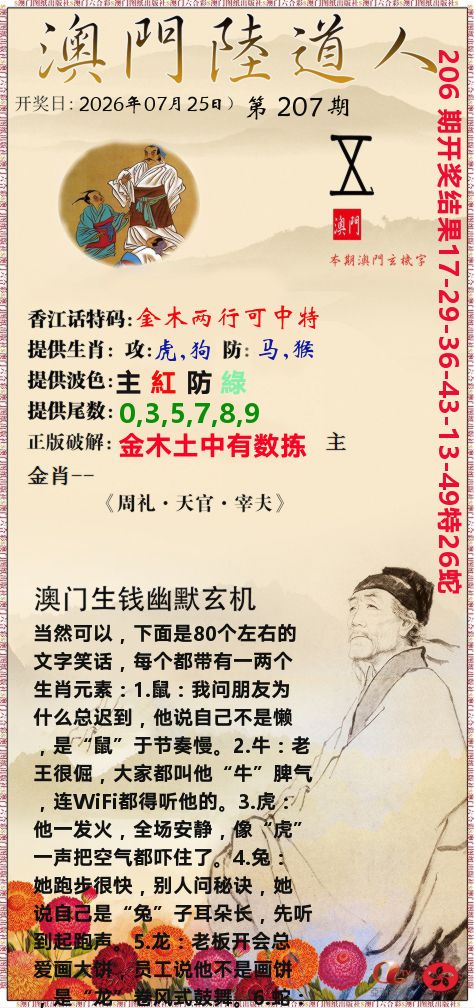 澳门陆道人 第207期