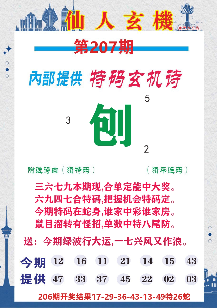 澳门钱多多D 第207期