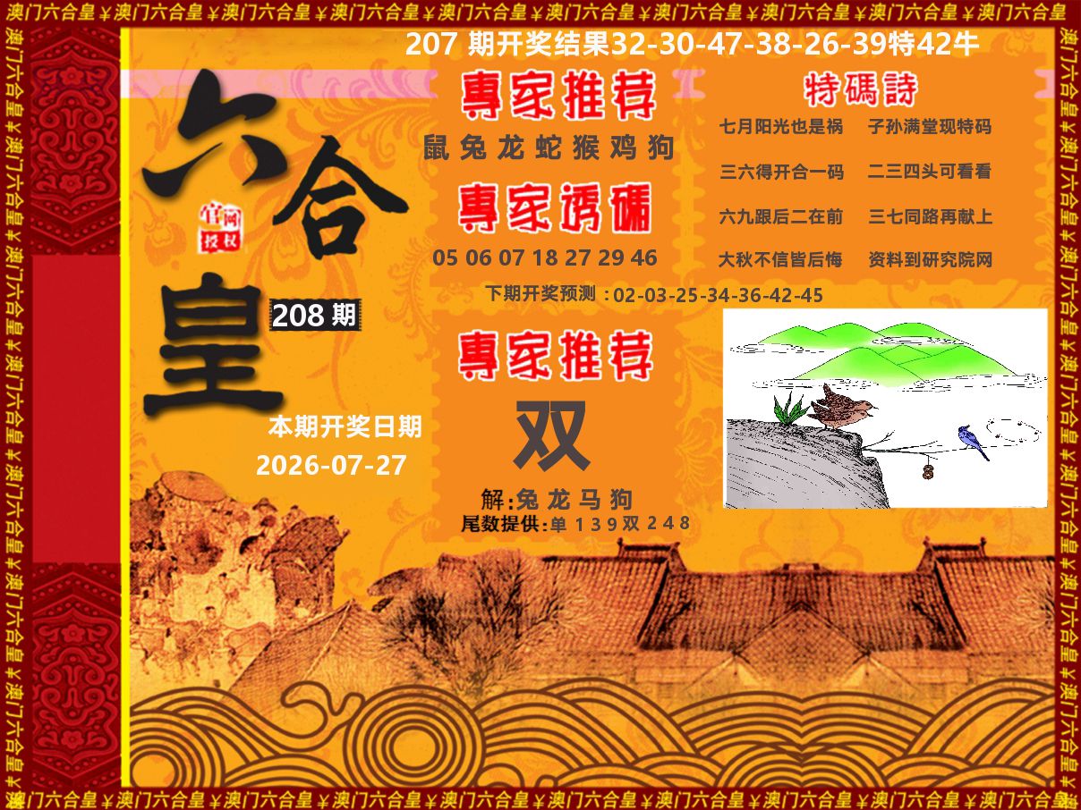 六合皇系列 第208期