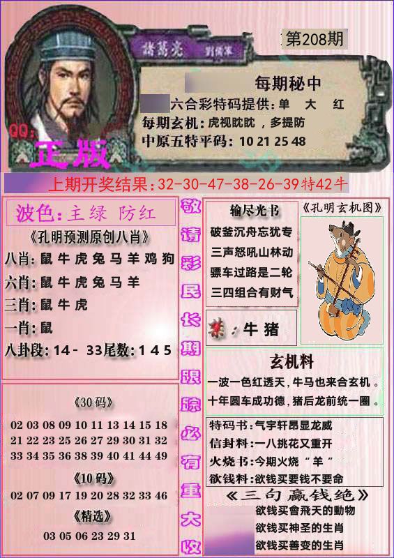 诸葛亮正版 第208期