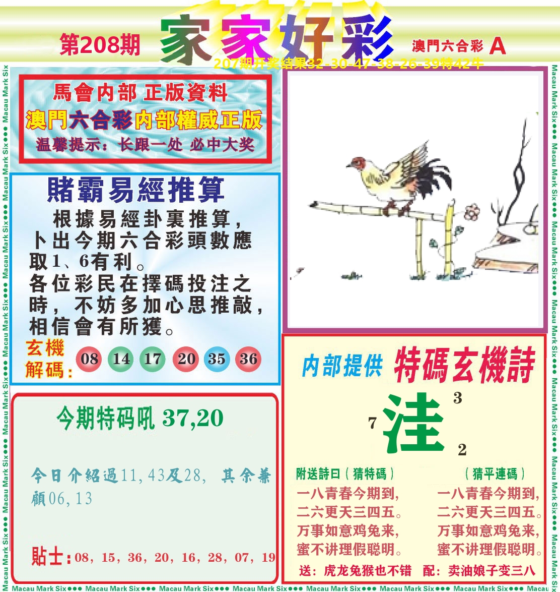 家家好彩A 第208期