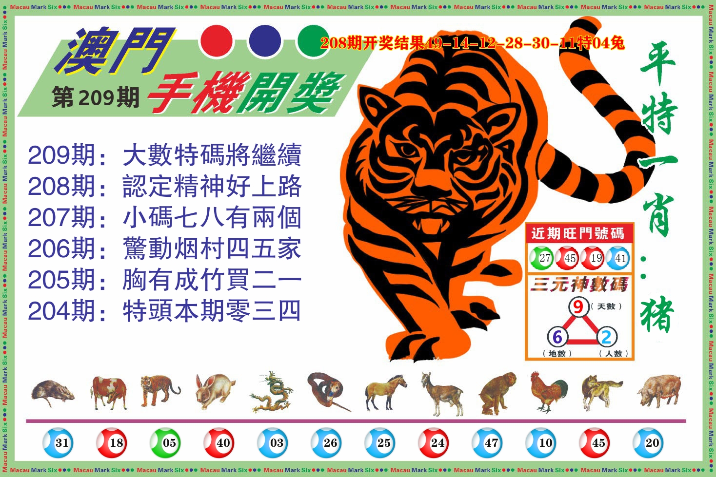 澳门开奖报 第209期