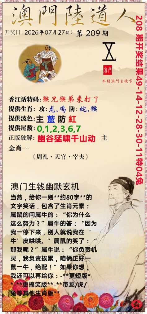 澳门陆道人 第209期