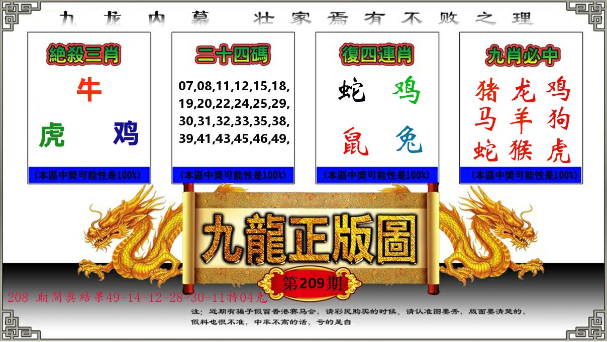 九龙正版图 第209期