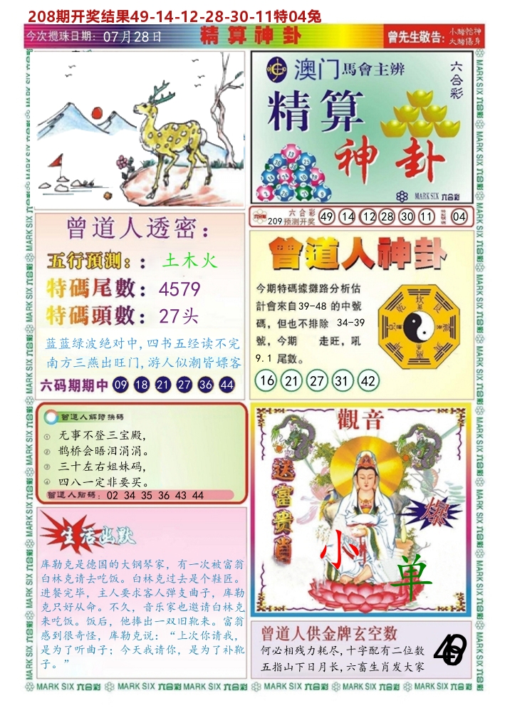 澳门精算神卦 第209期