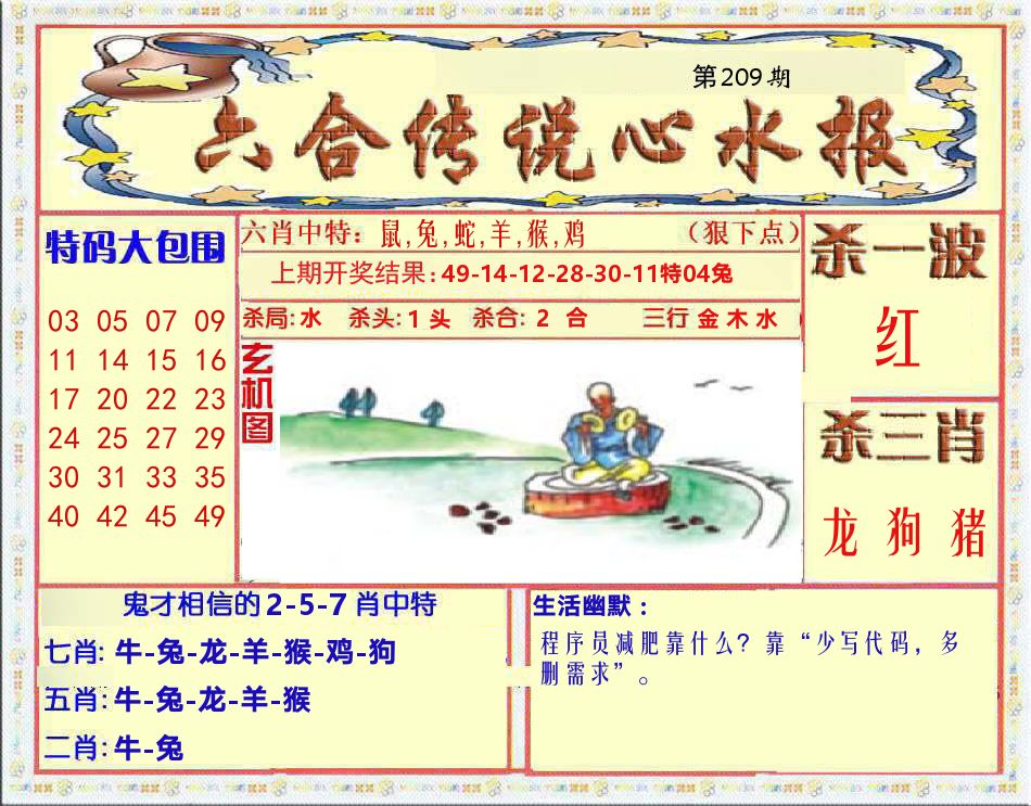 六合传说心水报 第209期