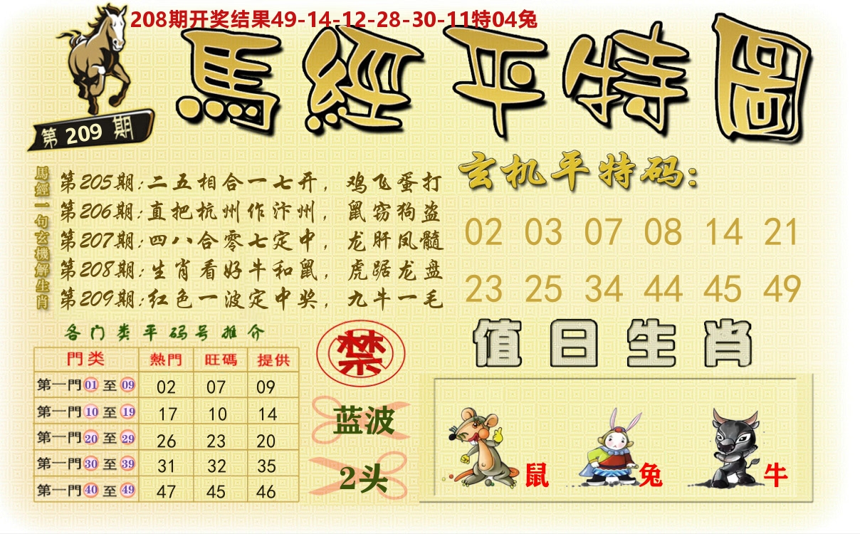 澳门平特图 第209期