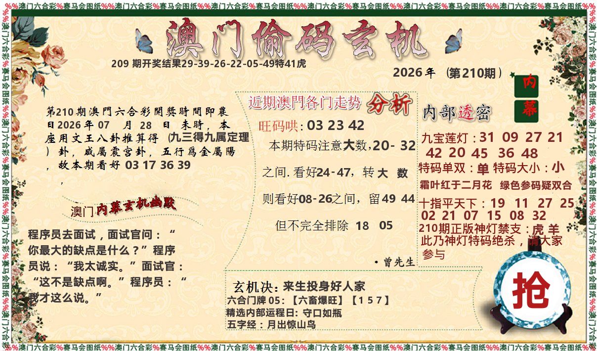 偷码玄机 第210期