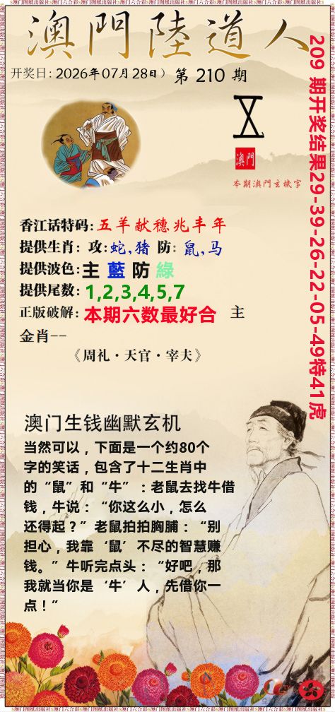 澳门陆道人 第210期
