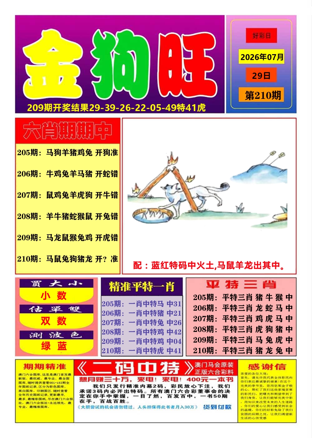澳门金狗旺A 第210期