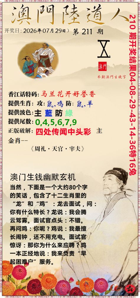 澳门陆道人 第211期