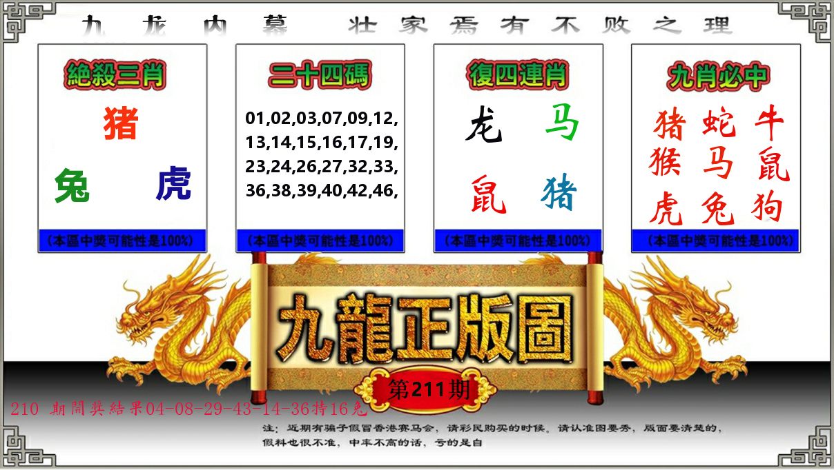 九龙正版图 第211期